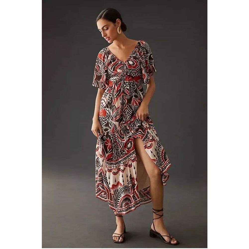 New Anthropologie Tiered Maxi Dress Size XS - Picture 1 of 8